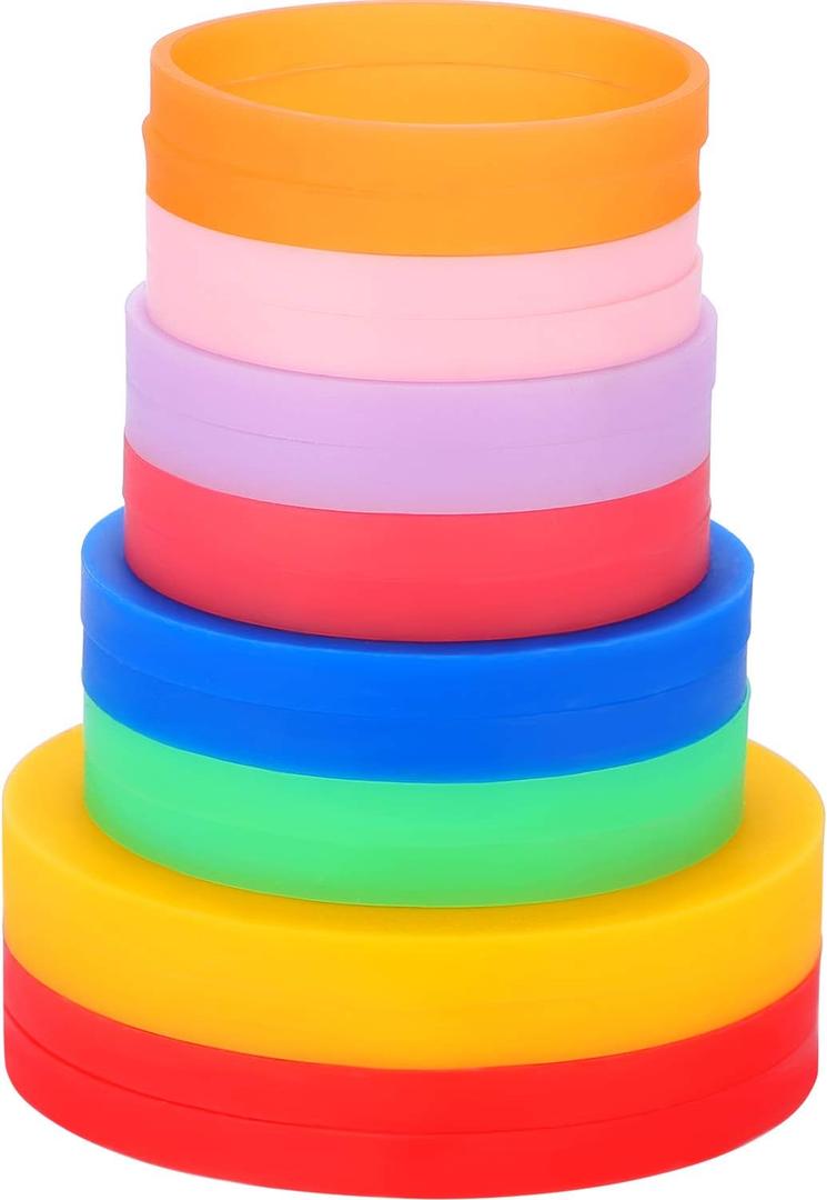 16 Pieces Rolling Pin Guide Ring Spacer Bands Thickness Rings Flexible Silicone Slip On Baking Accessories Fit for 1.6 Inch Wide Dough Rollers (0.4/0.2/0.08/0.04 Inch in Thickness), 8 Colors