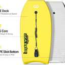 Bodyboard 33-inch/37-inch/42-inch Premium IXPE Body Board with Coiled Wrist Leash, Super Lightweight EPS Core and HDPE Slick Bottom, Perfect Surfing for Kids Teens and Adults 37"