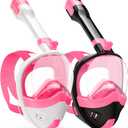 Full Face Snorkel Mask, Snorkeling Gear for Adults Kids with Latest Dry Top Breathing System and Detachable Camera Mount, with 180 Degree Panoramic View
