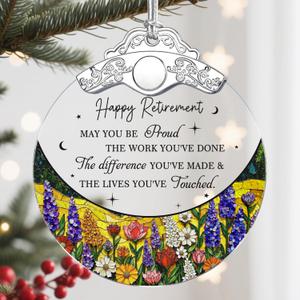 Retirement Gift - Retirement Gifts for Women, Men - Retired Ornament - Retired Gifts for Coworker, Boss, Employee, Teacher, Nurse - Stained Glass Christmas Ornament Keepsake - Design C