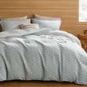 Bedsure Grayish Blue Queen Comforter Set - Soft Checkered Bedding Set for All Seasons, Stripe Fluffy Bed Set 3 Pieces with 1 Waffle Weave Comforter Queen Size and 2 Pillow Shams (04 - Grey)