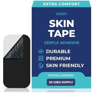 VIORY Skin Tape (30 Pack) - Pain Free Removal, Hypoallergenic, Latex Free & Gentle - Skin Friendly Adhesive Cotton Tape, Set of 20