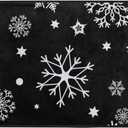 Qilmy Indoor Doormat Floormat Non Slip Door Rug Washable Floor Mats for Christmas Winter Home Kitchen Bedroom Outdoor 39 x 20 Inch, Black Snowflake