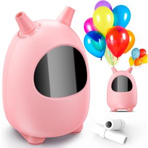 Electric Balloon Pump, Portable Dual Nozzle Electric Balloon Blower Pump, Electric Balloon Inflator for Decoration, Party Wedding Graduation (110V 600W) (Pink)