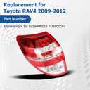 WFLNHB Left Side Tail Light Assembly Repalcement for Toyota RAV4 2009-2012 Driver Side Rear Tail Light Brake Lamp Halogen 815600R010 TO2800181