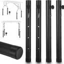 MAQUITA Table Leg Extenders for Folding Tables, 4 Pack Heavy Duty Steel Adjustable Folding Table Leg Risers, 4 Heights (3.6in / 6.7in / 10in / 13in), Black, Round, Modern Style