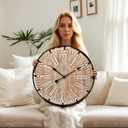 24 Inch Grand Farmhouse Wall Clock, Vintage-Inspired Wood & Metal Design with Large Etched Numbers, Silent Battery-Powered Timepiece for Offices, Kitchens, Bedrooms, and Living Rooms