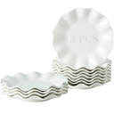 7 Inch Porcelain Small Dinner Plates, Set of 24, White Appetizer Plates, Wave Rim Dessert Salad Plate, Serving Dishes for Cake, Snack, Ice Cream, Waffles, Microwave, Oven, Dishwasher Safe