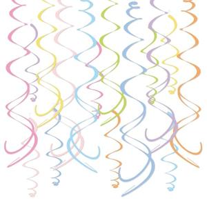 HonuGoGo 48PCS Pastel Paper Swirl Decorations Hanging Ceiling Streamers for Birthday, Spring, Bridal, Gender Reveal, Wedding, or Everyday Party Decor