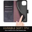 SUANPOT Design for iPhone 15 6.1" Kickstand Protective Wallet case with RFID Credit Card Holder,Flip Folio Book PU Leather Shockproof Cover Women Men for Apple 15 Phone case Black