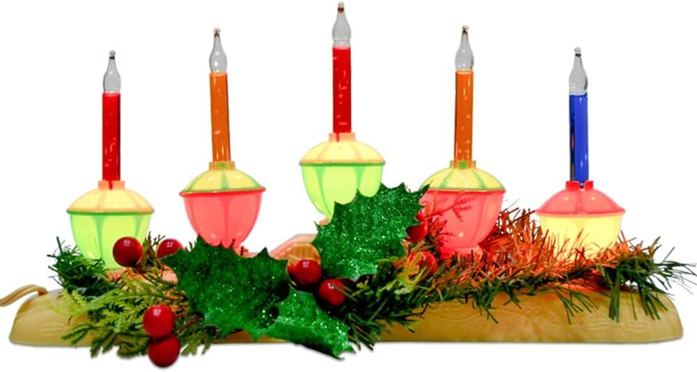 Christmas 5 Light Bubble Candle Lamps, Plug in Electric Candles with 5 Multi-color Bubble Lights (1 spare), C7/E12 Base 5W Bubble Light Candle, Suitable for Holiday Christmas Celebration Lighting