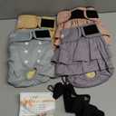 Washable Female Dog Diapers (4 Pack+1 Suspenders), Reusable Female Girl Doggy Doggie Puppy Wraps Panties Belly Band for Pet Heat Period Pooping Peeing Potty Training Incontinence Marking Medium