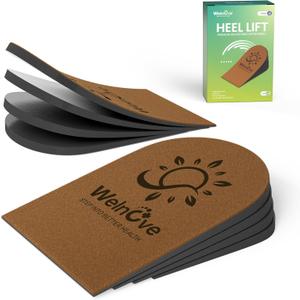 Adjustable Heel Lift Inserts for Shoes - Welnove 4 Layers Orthopedic Shoe Lifts for Women Uneven Legs Leg Length Discrepancy Heel Pain - Heel Insert (Brown,Size M Pack of 2)