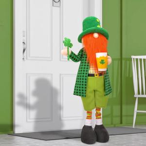 Noideeer Large St Patricks Day Gnome Plush Decorations Outdoor, Cute Standing Saint Patricks Day Gnomes Gift Decor with Retractable Spring Legs, Placed Outside Yard/ Porch/ Garden/ Indoor/ Home/ Office