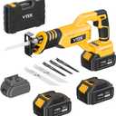 VTEK Brushless Cordless Reciprocating Saw,3 Level Speed Setting,Cordless Power Reciprocating Saw,0-3000RPM Reciprocal Saw,Reciprocating Saws for Woods/Metal/Plastic/Brick Cutting