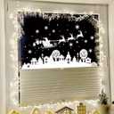 2 x Large Christmas Window Stencils for Snow Spray Reusable Pine House Reindeer Stencil Template Drawing Holiday Winter Scene Stencils for Painting on Wood Glass Window Doormat Wall(window4)