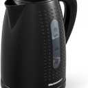 Elite Gourmet EKT5051 1.7L Electric Water Kettle, BPA-Free, Fast Boil, Auto Shut-Off, Boil-dry Protection, 360 Swivel Base with Cordless Serving, Clear-view Window with Water Level Markings, Black