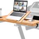 JOSHMAR Treadmill Desk Attachment  Premium Walking Desk Connected with Riser, Cup and Phone Holder. Adjustable Ergonomic Bamboo Treadmill Laptop Holder for Home or Office Workstations.