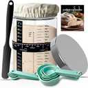 Sourdough Starter Jar Glass, 35oz Wide Mouth, Glass Jar for Sourdough Starter Kit Beginners, Sourdough Bread Starter Kit, Sourdough Discard jar with Lid, Recipe, Cover, Spoon