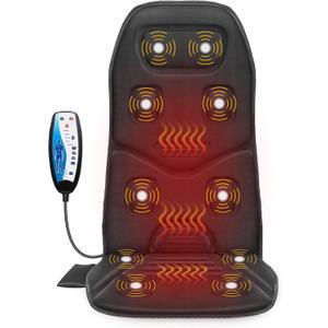 COMFIER Massage Seat Cushion with Heat,10 Vibration Motors Seat Warmer, Back Massager for Chair, Massage Chair Pad for Back,Gifts for Him Her,Black
