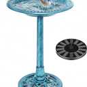 VIVOHOME Bird Bath with Solar Fountain for Outside, Polyresin Pedestal Bird Baths with Solar Powered Pump for Outdoor, Garden, Weather-Resistant Birdbaths with 20" Bowl, Blue