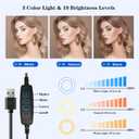 Ring Light with Stand, Desk Ring Light with Clip Upgraded 10W 3000K-6500K Travel Desktop Light for Phone Selfie Laptop Zoom Video Makeup Vlog Tiktok Live Streaming