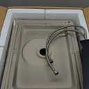 Ceramic Bathroom Sink, Black and White 19" x 15" Above Counter Porcelain Vessel Sink with Black Faucet and Pop up drain Set, Rectangle