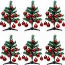 Civaner 6 Pcs 12 Inch Mini Christmas Tree Tabletop Decoration with 72 Pcs Balls Craft Xmas Party Favors Small Tabletop Christmas Centerpiece Xmas Tree for Holiday DIY Classroom Office Party Decor