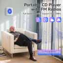 CD Player Portable Bluetooth Rechargeable: CD Players for Home with 1800mAh Kegaudio Desktop Wall CD Player with Speakers Music Player CD Boombox FM Radio USB Remote Control