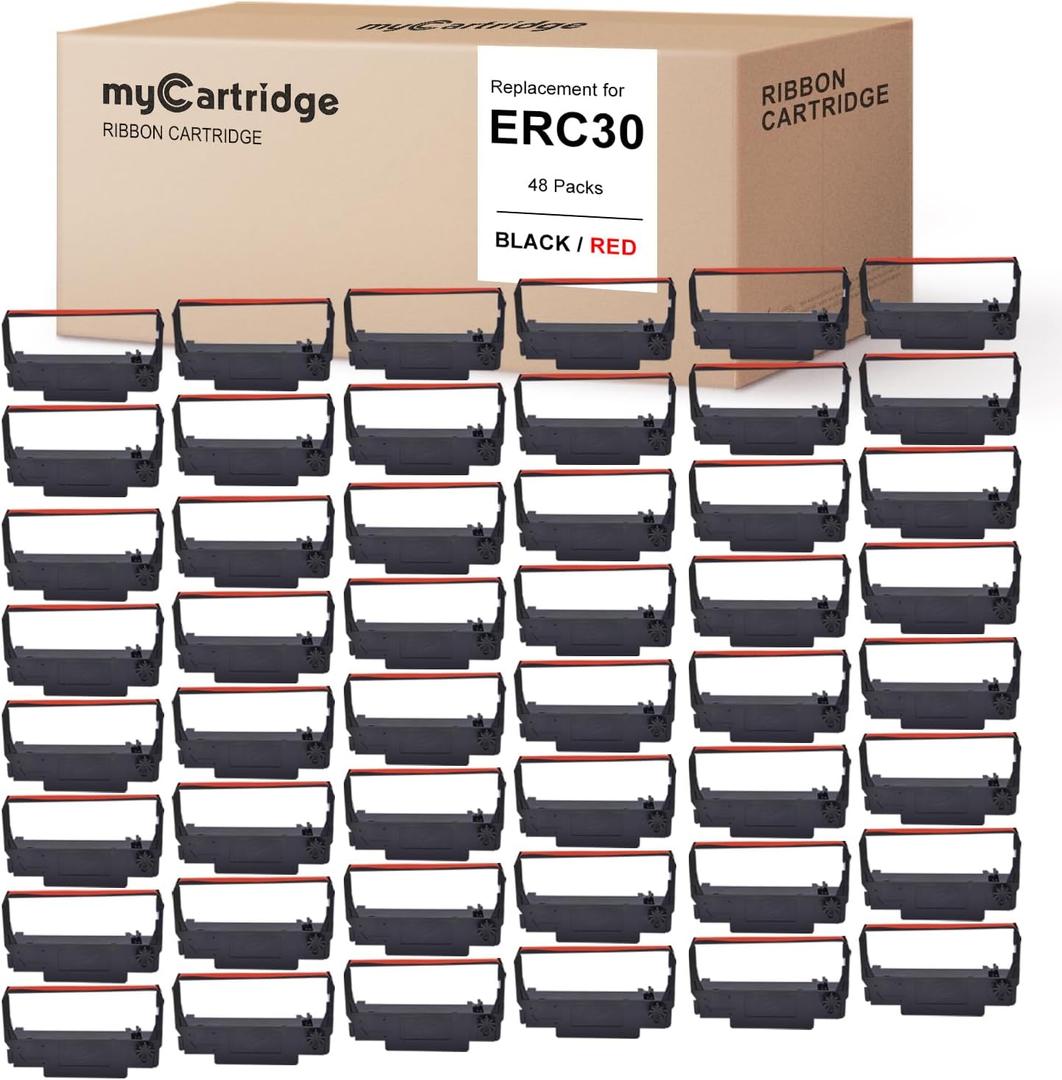 myCartridge Compatible Ribbon Cartridge Replacement ERC30 ERC-30 ERC 30 34 38 B/R for use in ERC38 NK506 (Black Red, 48 Pack)