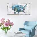 Map of The United States Wall Decor Map Canvas Wall Art for Wall Decoration Wood Background USA Canvas Prints for Bedroom Office Kitchen Home Wall Decor Framed Artwork Ready to Hang24"x48"