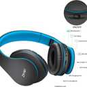 ZIHNIC Bluetooth Headphones Over-Ear, Foldable Wireless and Wired Stereo Headset Micro SD/TF, FM for Cell Phone,PC,Soft Earmuffs &Light Weight for Prolonged Wearing (Black/Blue)