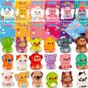Budbof Valentines Day Gifts for Kids 24PCS Animal Squishy Toys, Slow Rising Stress Relief Toys, Goodie Bag Stuffers, Party Favors for Classroom Prizes