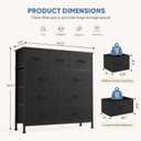 DUMOS 9 Drawer Dresser for Bedroom, Fabric Storage Organizer with Sturdy Metal Frame, Wooden Top Chest of Drawers for Closet Entryway Guest Room,Matte Black