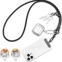 Cell Phone Lanyard, Universal Adjustable Detachable Nylon Crossbody Lanyard,Necklace Lanyard & Wrist Strap (120cm, Black)