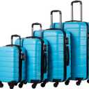 Coolife Luggage 4 Piece Set Suitcase Spinner Hardshell Lightweight TSA Lock (Family Set-Sky Blue)