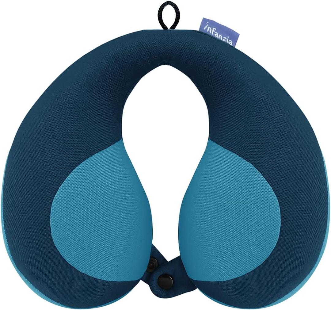 INFANZIA Chin Supporting Travel Neck Pillow, Comfortably Supports and Helps Support Head and Neck - Gifts for Toddler/Child/Kids, Blue (Blue)