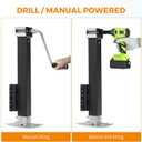 BEAMNOVA 8000 lbs Trailer Jack, Drill-Powered/Manual, Bolt-On Side Mount Swivel Heavy Duty, for Boat Utility RV Camper, 3.7-32.8 inches Easy Lift