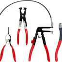JANNO 4PCS Hose Clamp Pliers Set, Car Fuel Oil Water Hose Clamp Tool, Long Reach Wire Spring Pliers Remover Vice Grip for Automotive Coolant Radiator Heater