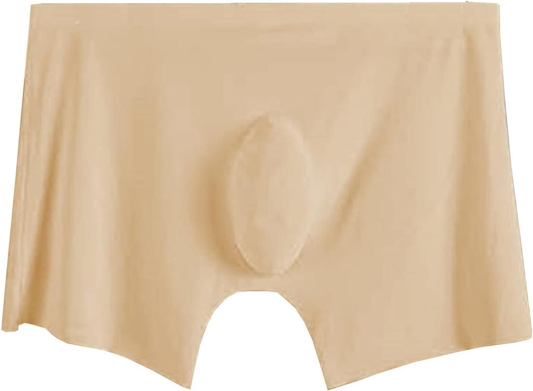 YATEEN Men's Traceless Underwear Ice Silk Boxer Brief, Medium, Khaki