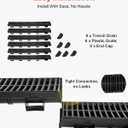 VEVOR Trench Drain System 6 Pack, Channel Drain with Plastic Grate 5.8 x 3.1 in HDPE Drainage Trench, Black Plastic Garage Floor Waterway 6 x 39 in with 6 End Caps for Garden Driveway