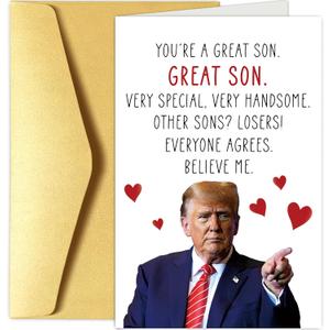 6 x Son Birthday Card Gift from Parents, Donald Birthday Card for Son, Funny Father's Day Cards for Sons, Great Sons Gift from Mom Dad