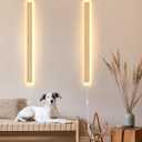 1 Pack Modern Plug in Long Wall Sconce 39.3 LED Bamboo Wall Lights 31W Long Strip Indoor Wall Lamp 3000K with 6.5FT Plug in Cord and On/Off Switch on The Cord for Living Room Hallway Stairwell