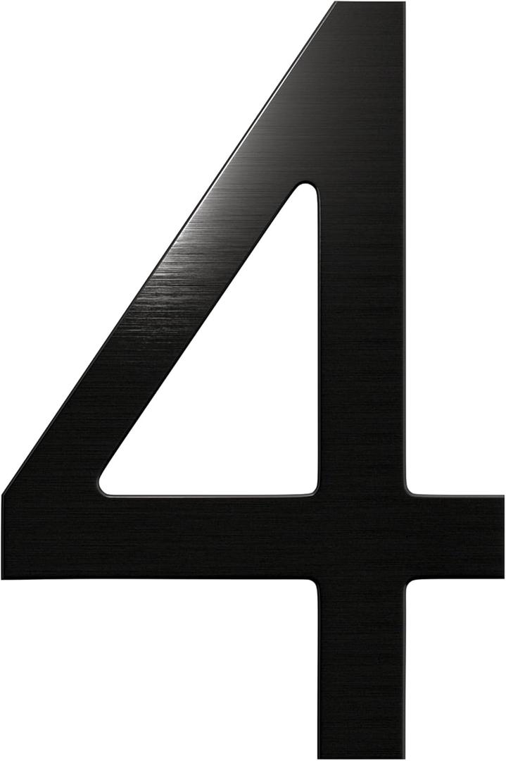Large 10-Inch Floating House Number - Upgraded Anti-fade Modern Address Number - Perfect for Home/Office or Business/Elegant Black/Number 4