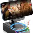 Hupoaf Adjustable Cell Phone Stand with Wireless Induction Bluetooth Speaker, HD Surround Sound for Home and Outdoors, Compatible with iPhone/Samsung Galaxy, 2026 Birthday Gifts for Men Women Dad Mom