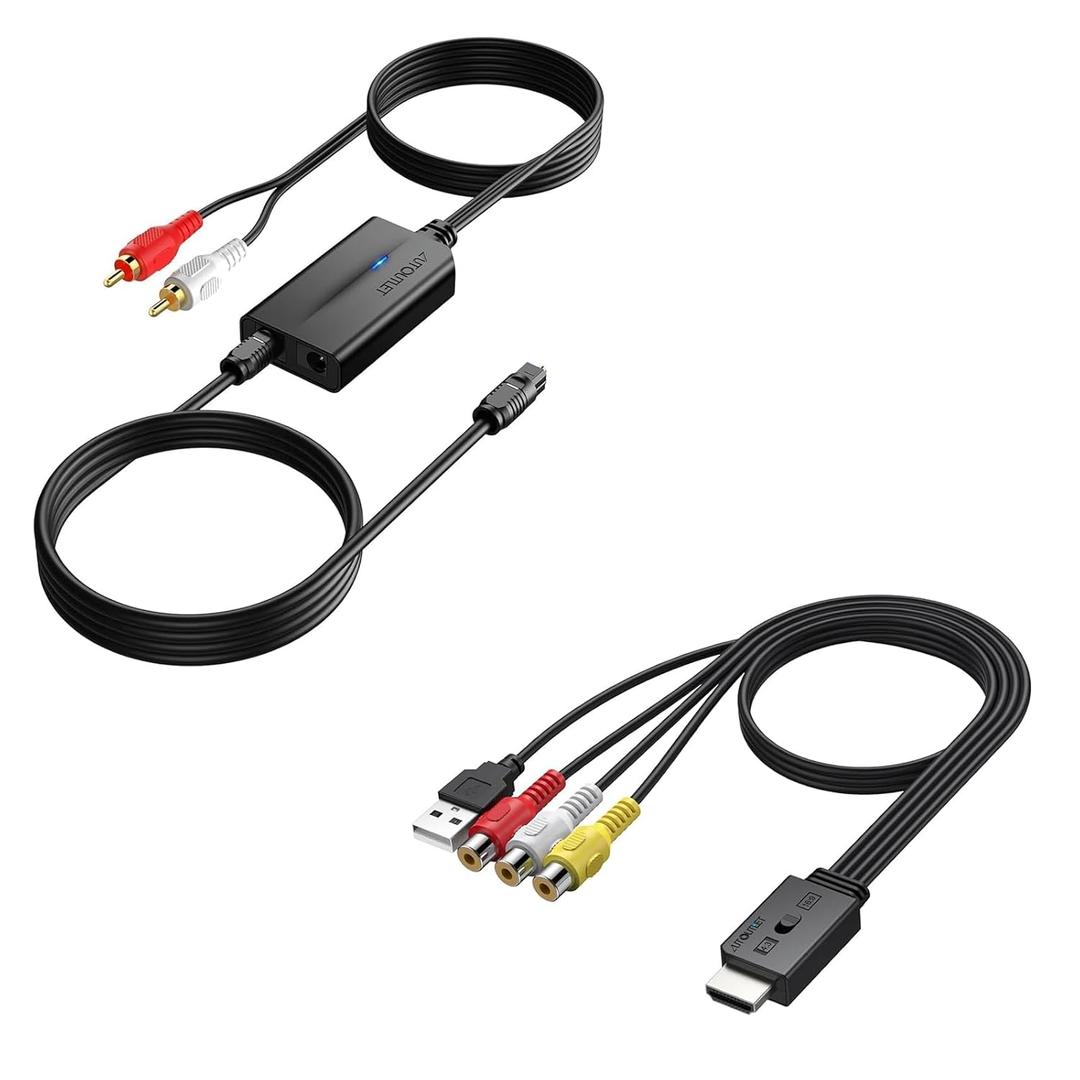 DAC Digital to Analog Audio Converter with RCA to HDMI Converter with Aspect Ratio Switch