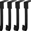 4 Pack Christmas Stockings Holder Hanger, Metal Hooks for Hanging Christmas Stockings,Stocking Holders for Mantle for Christmas Decorations (Black)