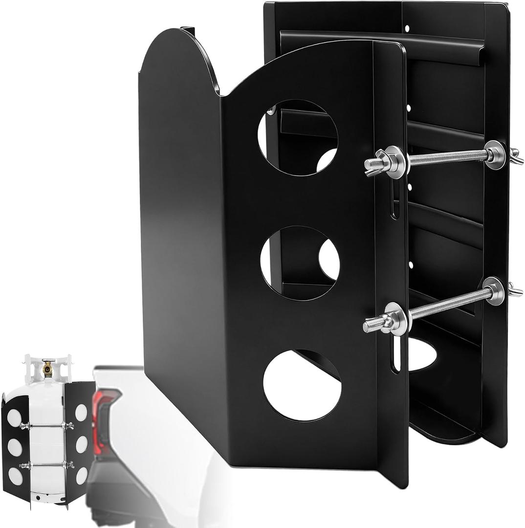 Adjustable Heavy Duty BBQ Propane Tank Mounting Bracket, Cylinders Vehicle Tank Holder for 17/20/22 lb Propane Tanks with Anti-Wear Rubber Strip, Suitable for Truck, RV, Trailer, Camper