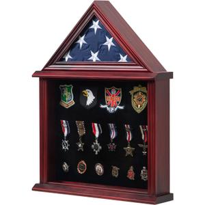 Solid Wood Flag Display Case Military Shadow Box Fit a Folded 3'x5' Flag for Army Navy Air Force Veteran Flag American Military Flag Display Case with Certificate Holder, Mahogany Solid Wood Flag Display Case Military Shadow Box Fit a Folded 3'x5' Flag for Army Navy Air Force Veteran Flag American Military Flag Display Case with Certificate Holder, Mahogany