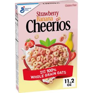 4 x Strawberry Banana Cheerios, Heart Healthy Gluten Free Breakfast Cereal, Made with Whole Grain Oats, 11.2 oz (EXP 03/15/27)